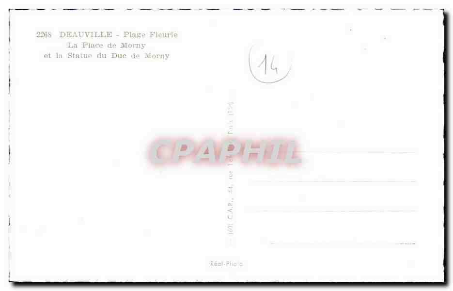 Deauville - Place Fleurie — La Statue du Duc de Morny — C.A.P. n°2268 — Verso
