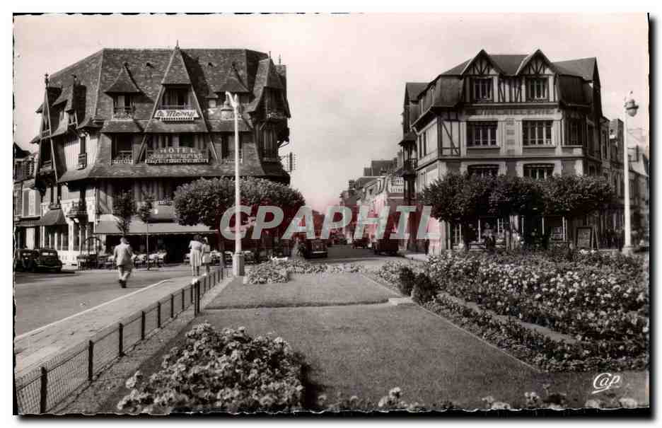 Antike Ansichtskarte Deauville La Plage Fleurie Place Morny