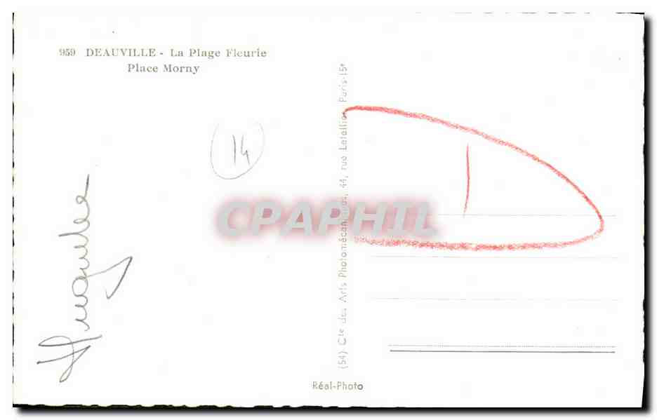 Antike Ansichtskarte Deauville La Plage Fleurie Place Morny — Rückseite