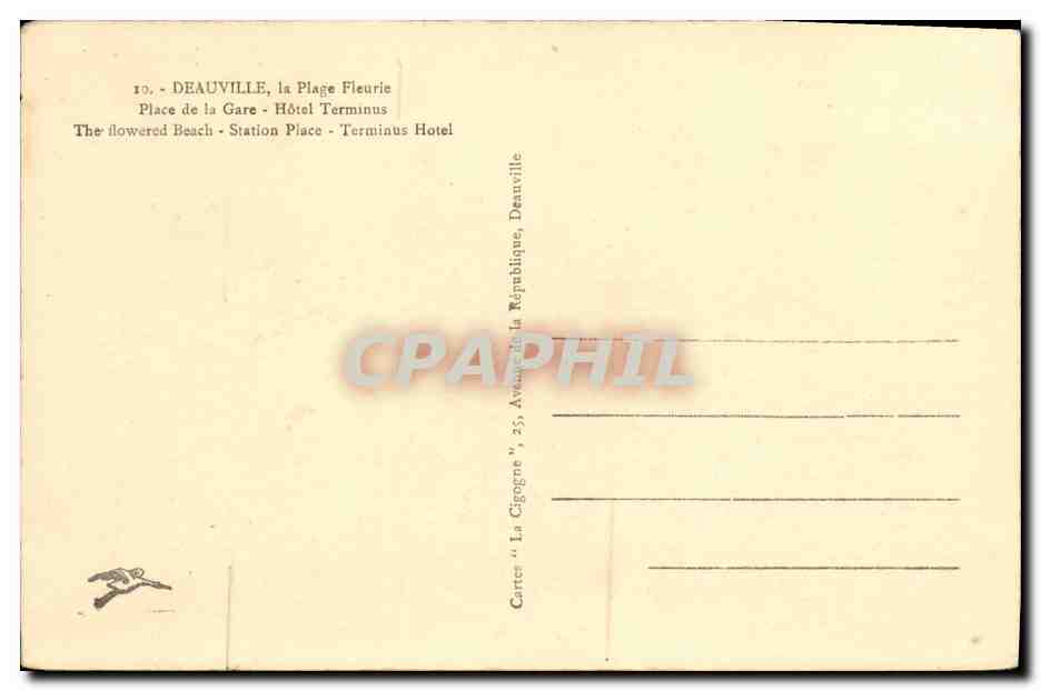 Deauville, Place de la Gare — Hôtel Terminus — Café Corcèll — Verso