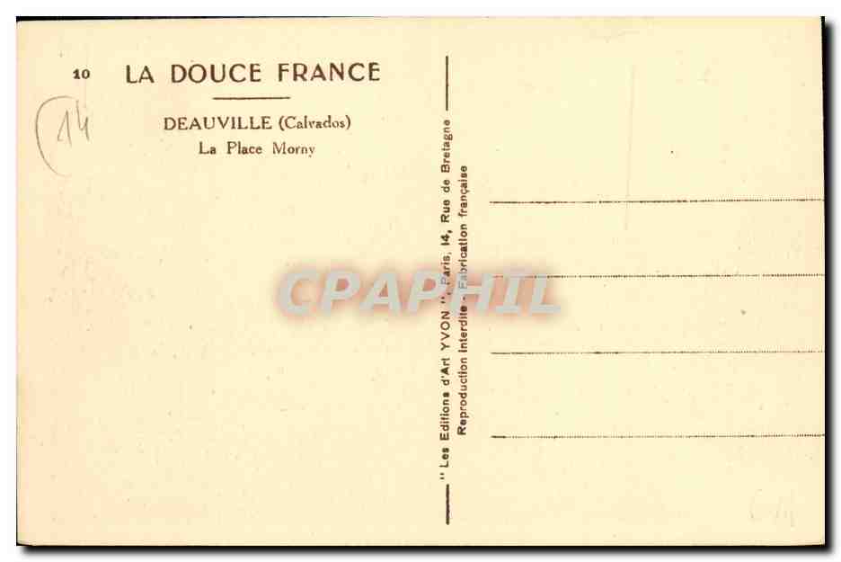 La Place Morny — Deauville (Calvados) — Éditions d'Art YVON — Verso
