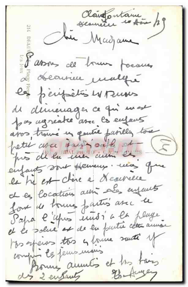 Plage de Deauville — vue animée avec jeux pour enfants — éditeur C.A.P. — Rückseite