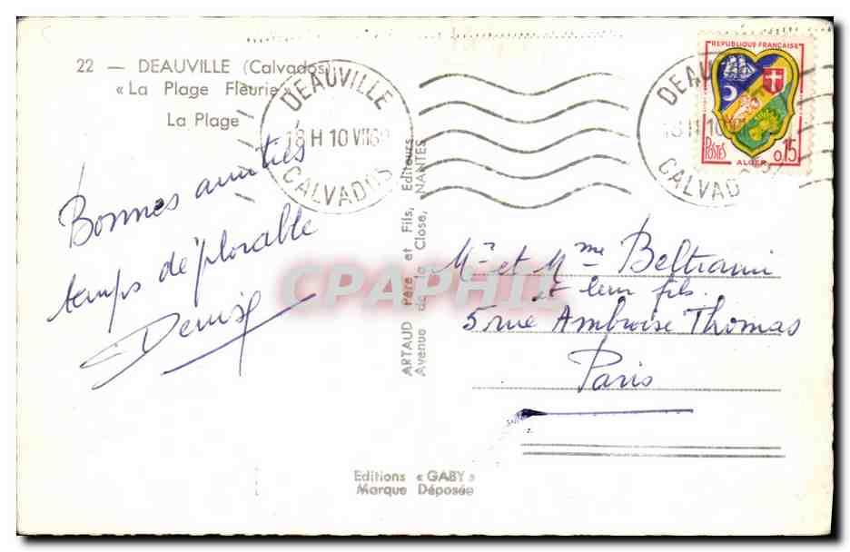 La Plage Flétrière — Deauville (Calvados) — Éditions Gaby — Verso