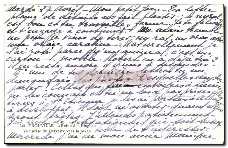 CPA Trouville Reine des Plages Vue prise du Calvaire vers la plage — Rückseite