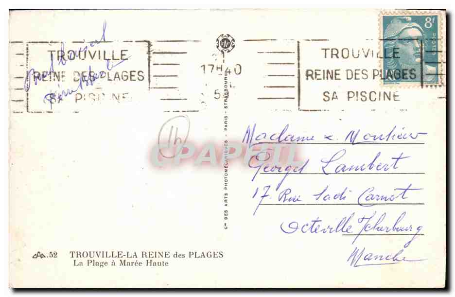CPA Trouville la Reine des Plages La Plage a Maree Haute — Verso