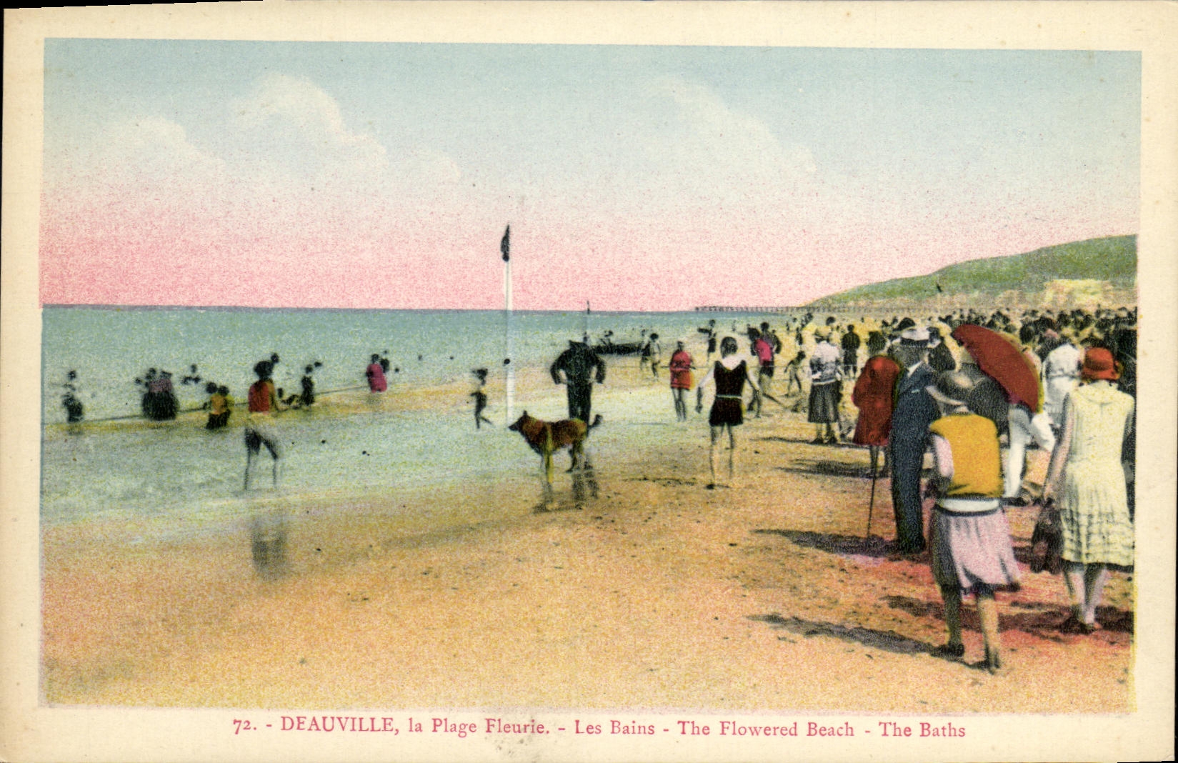 Deauville, la Plage Fleurie — Les Bains — The Flowered Beach — The Baths — Édition 'La Cigogne' n°72