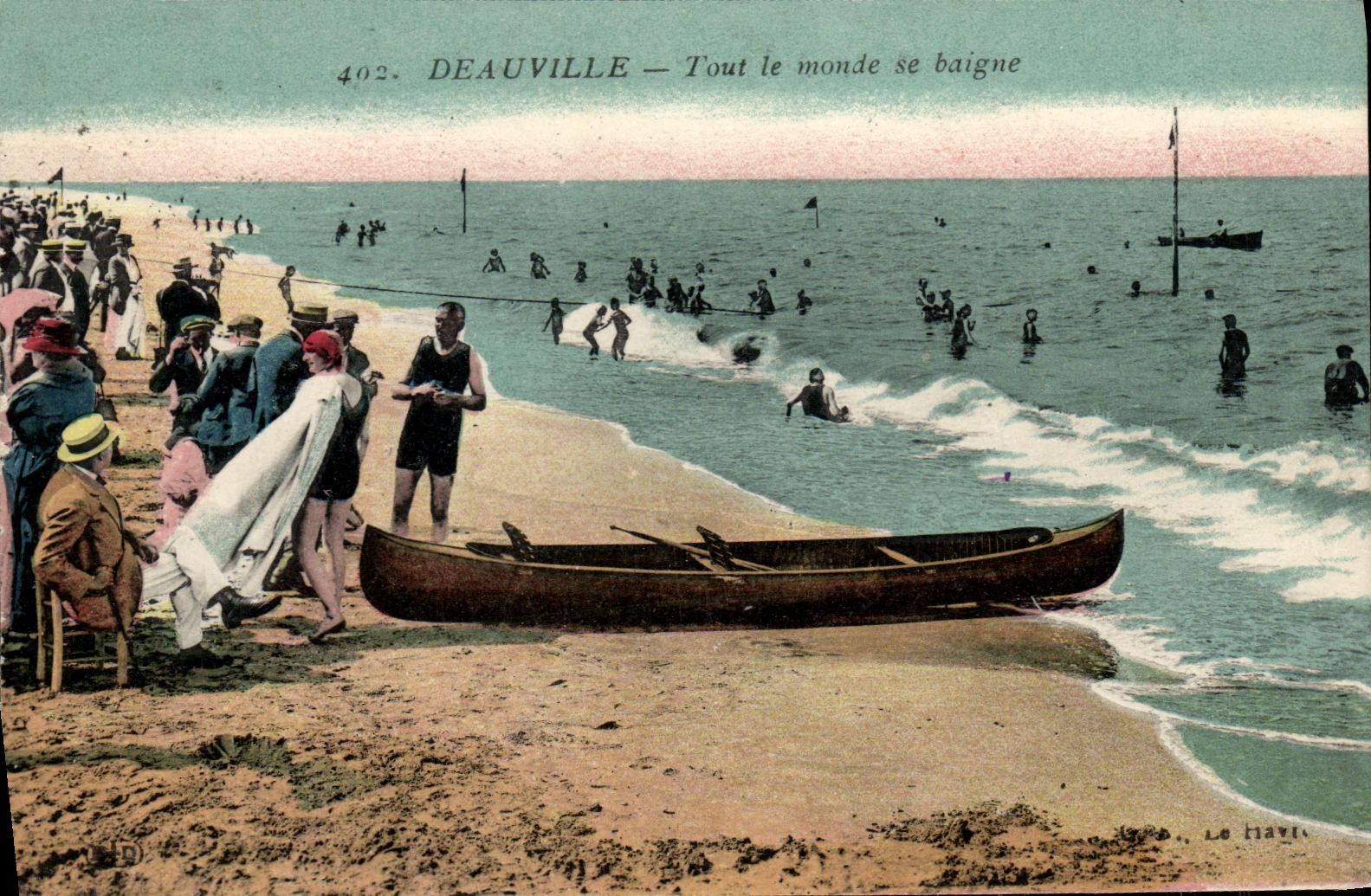 CPA Deauville Tout le monde se baigne Canoe