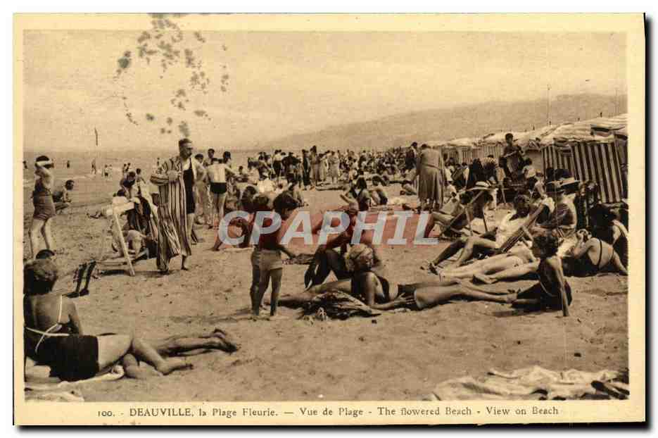 Deauville, la Plage Fleurie — Vue de Plage — The Flowered Beach — View on Beach — CPAPHIL 100