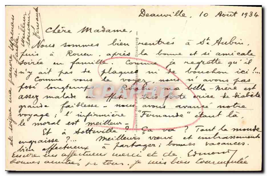 CPA Deauville Scene de Plage  — Verso