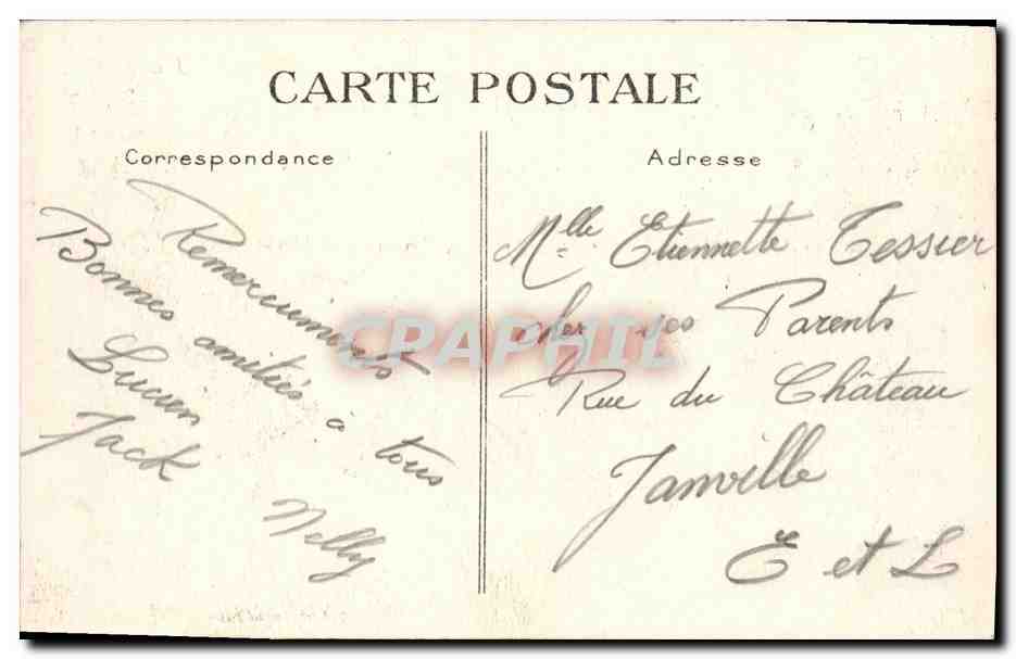 Deauville — La Plage Fleurie. Dans la vague. — G. F., Le Havre — Verso