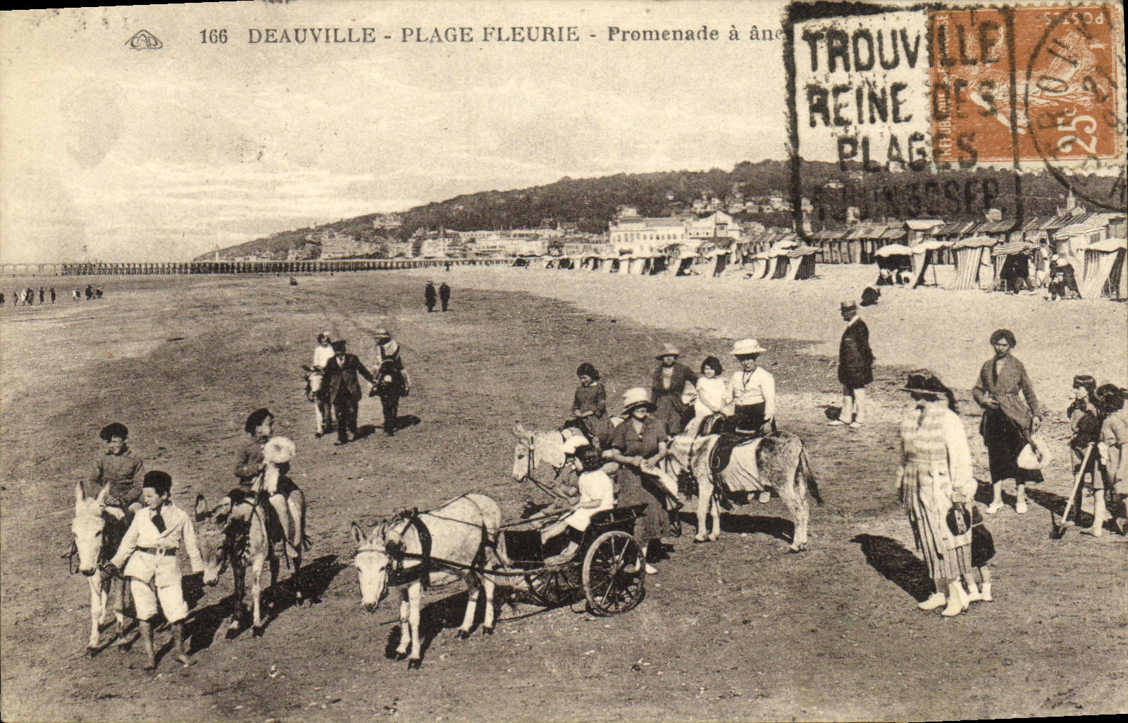 Deauville - Plage Fleurie - Promenade à âne — éditeur G. Audecemp, n° 166
