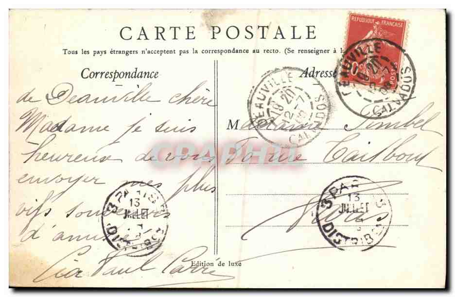 CPA Deauville La Plage a Maree montante — Rückseite