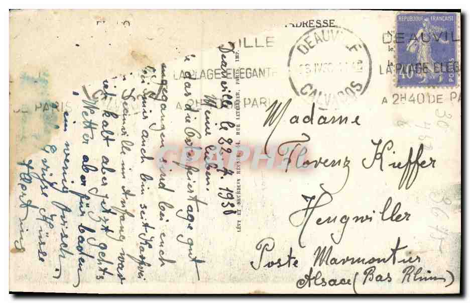 Deauville — La Plage Fleurie — La Plage. L.L. — N° 158 — Verso