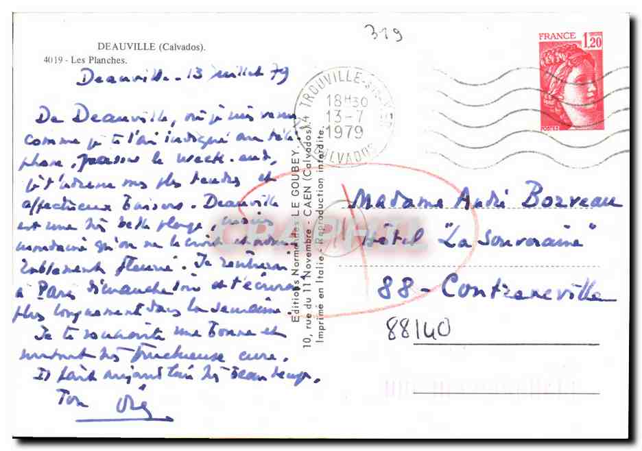 CPM Deauville Les Planches — Verso