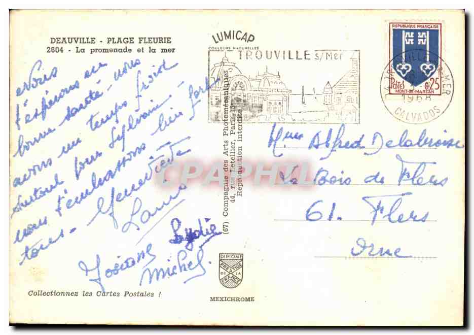 CPM A Deauville Plage Fleurie La promenade et la mer — Verso