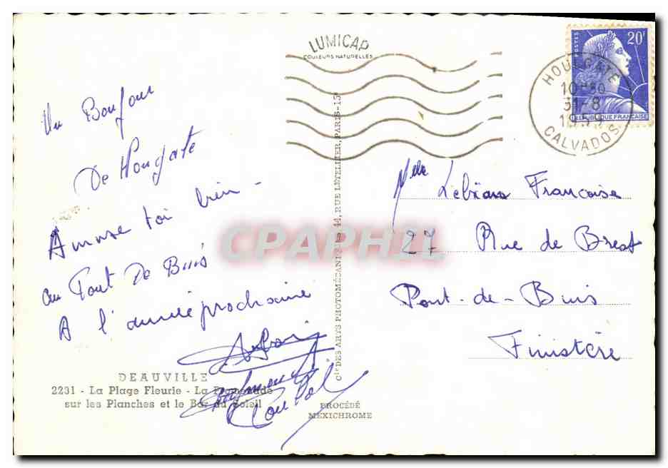 La Plage Fleurie - La Planchette - sur les Planches et le Bas du Soleil — Deauville — éditeur Lumicap — Verso