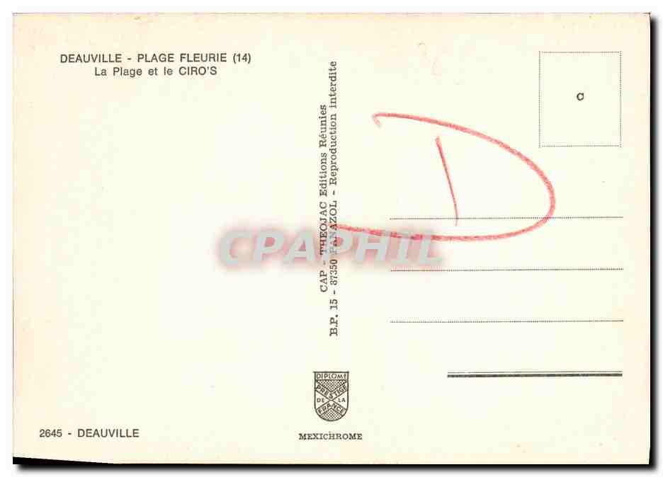 CPM Deauville Plage Fleurie La Plage et le Ciro s — Verso