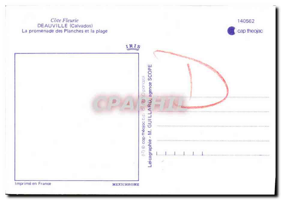 Deauville (Calvados) — La promenade des Planches et la plage — M. Guillard, agence Scope — Verso