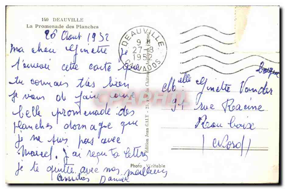 La Promenade des Planches à Deauville — Éditeur Jean Gaily, n°140 — Achterkant