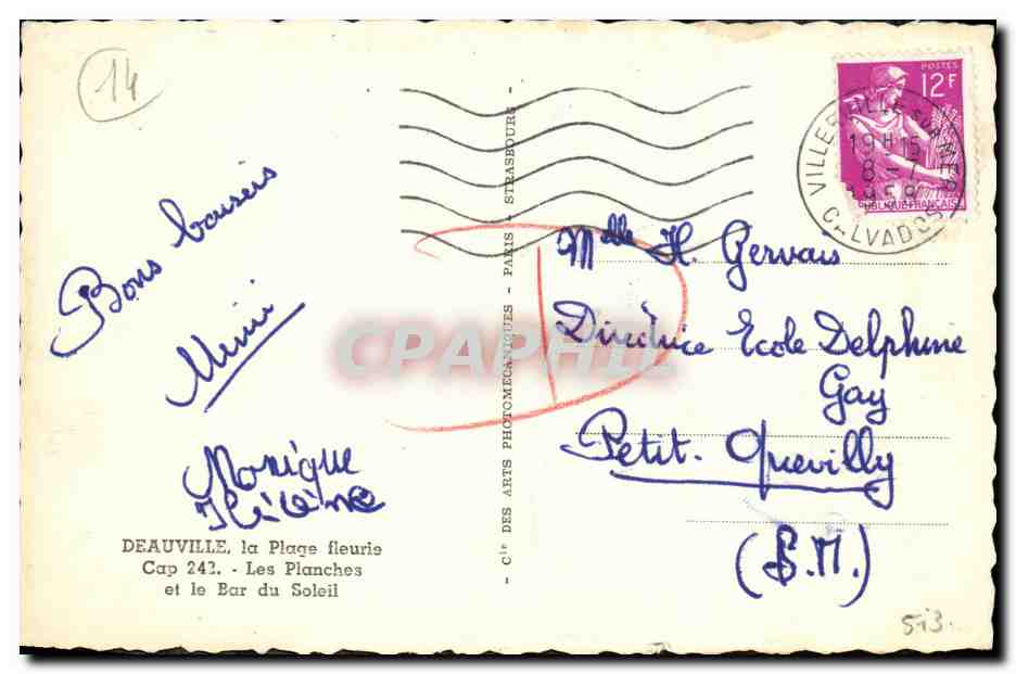 Deauville — La Plage fleurie et le Bar du Soleil — Cie des Arts Photographiques — Verso
