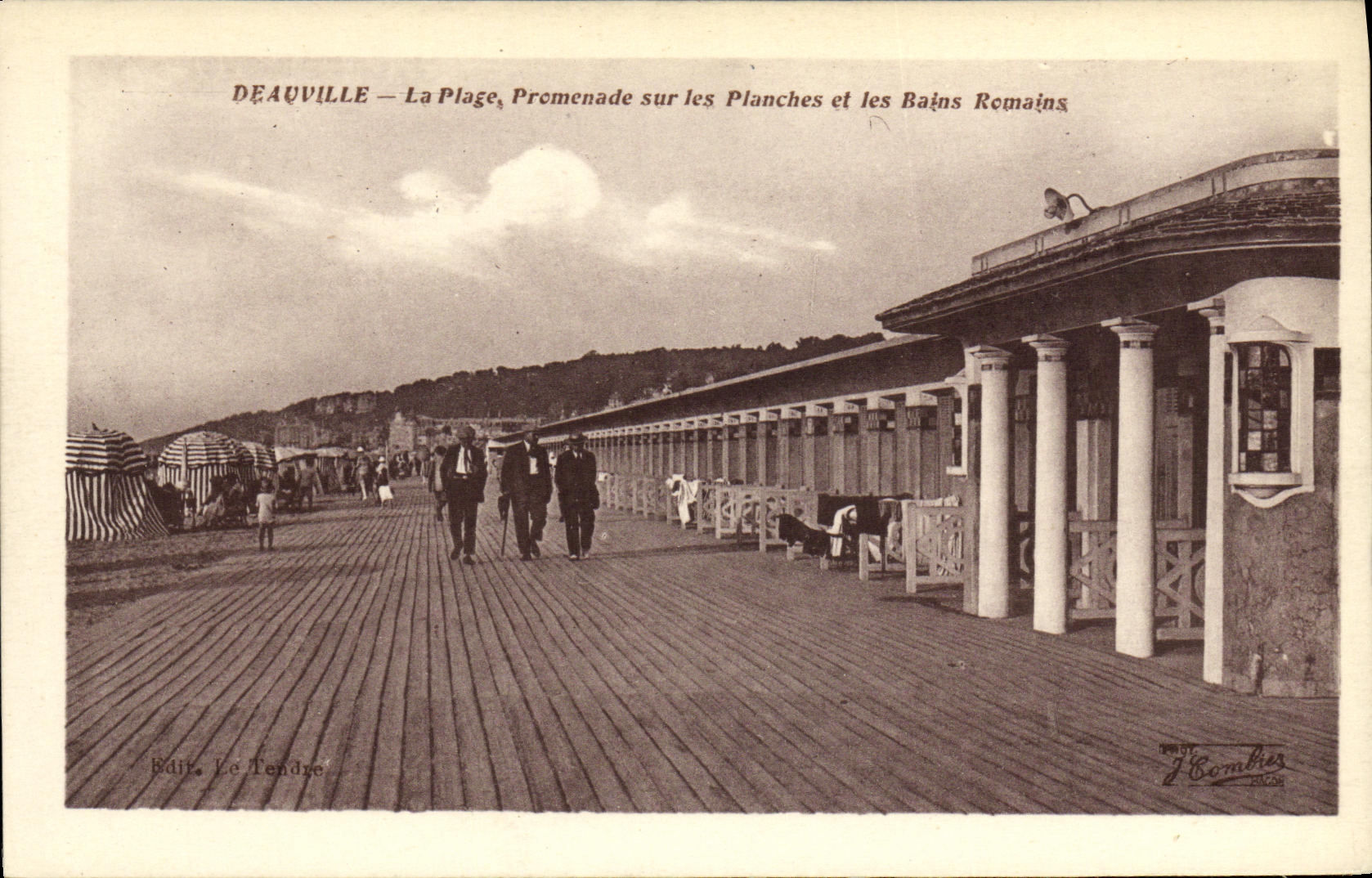 Deauville — La Plage, Promenade sur les Planches et les Bains Romains — Edit. Le Tendre