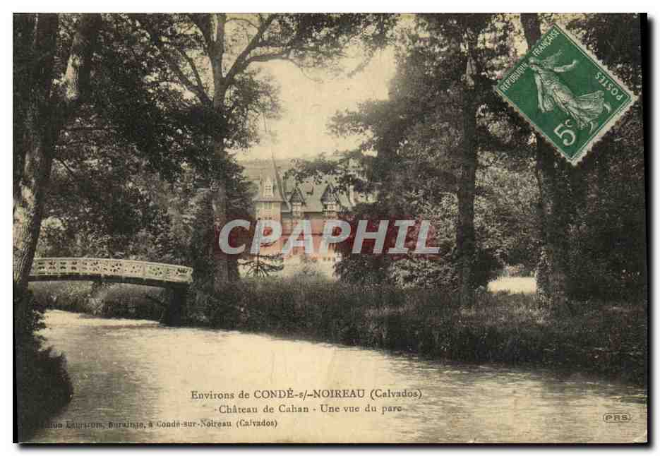 CPA Environs de Conde sur Noireau Chateau de Cahan Une vue du parc