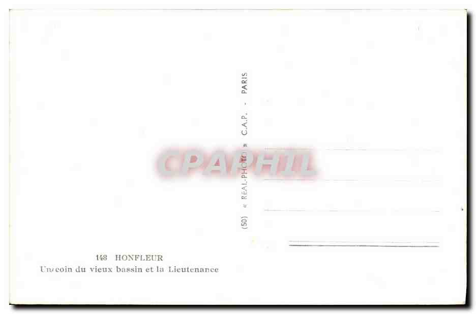 Honfleur — Un coin du vieux bassin et la Lieutenante — C.A.P. n°148 — Rückseite