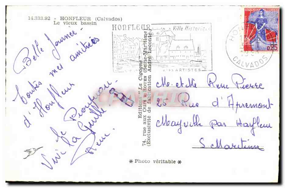 Honfleur — Le vieux bassin — R. CIGOGNE — Verso
