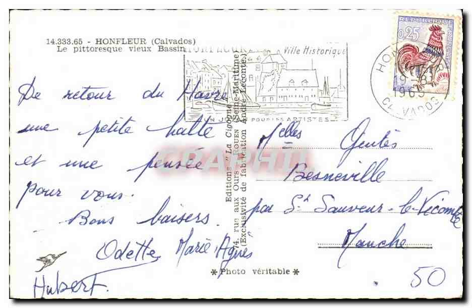 Honfleur — Vieux Bassin — La Cigogne — Verso