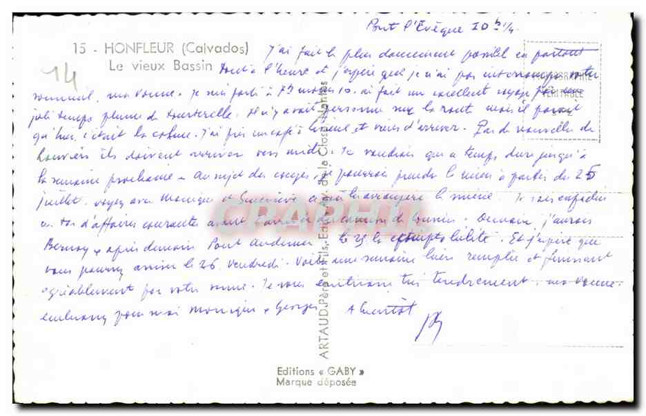 Le vieux Bassin — Honfleur (Calvados) — Éditions Gaby, n° 15 — Reverso