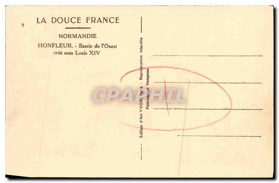 Honfleur — Bassin de l'Ouest — Édition d'Art YVON, Paris — Achterkant