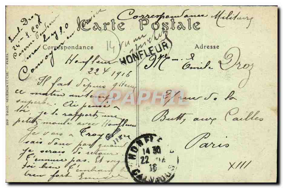 CPA Honfleur Depart du Bateau du Havre — Rückseite