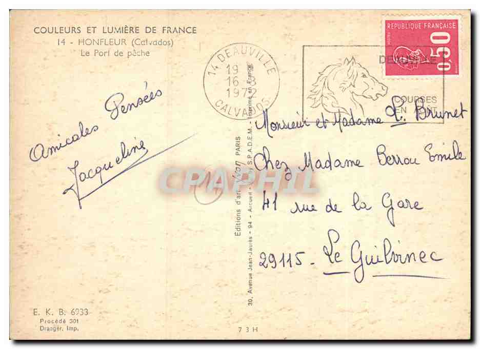 Le Port de pêche — Honfleur (Calvados) — Éditions Jean-Jaurès — Verso