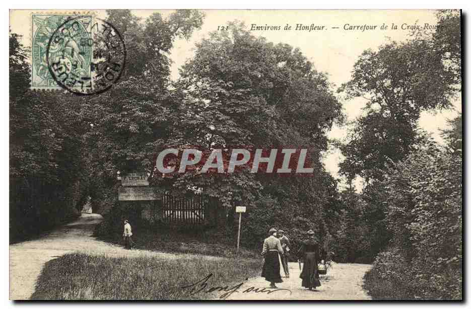 CPA Environs de Honfleur Carrefour de la Croix Rouge Femmes