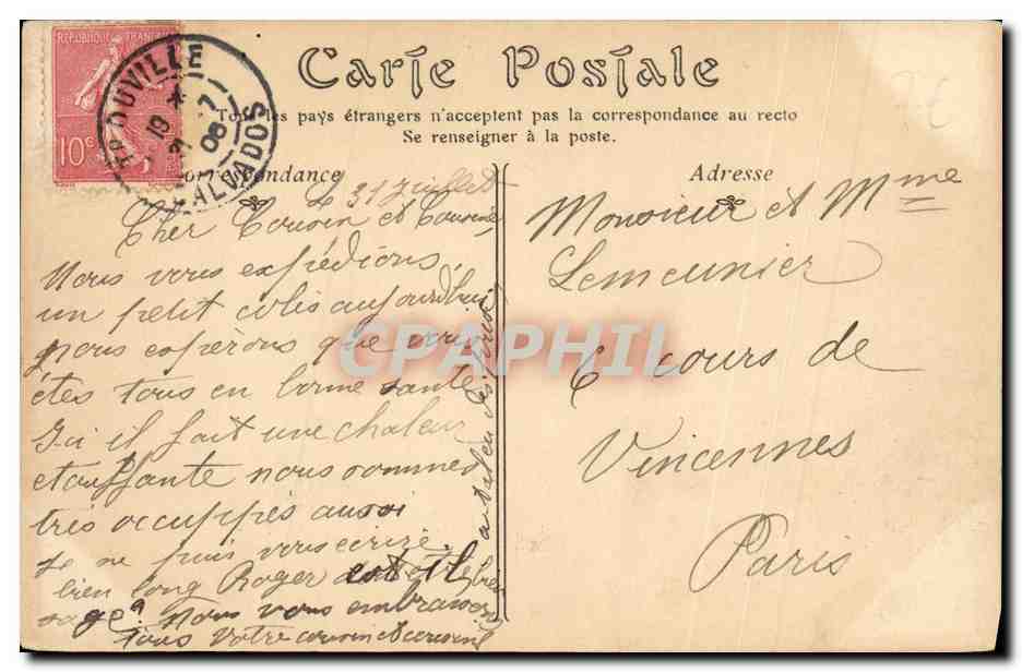 Route de Trouville-Honfleur — Les Crematiers — C. P. A. n° 235 — Reverso