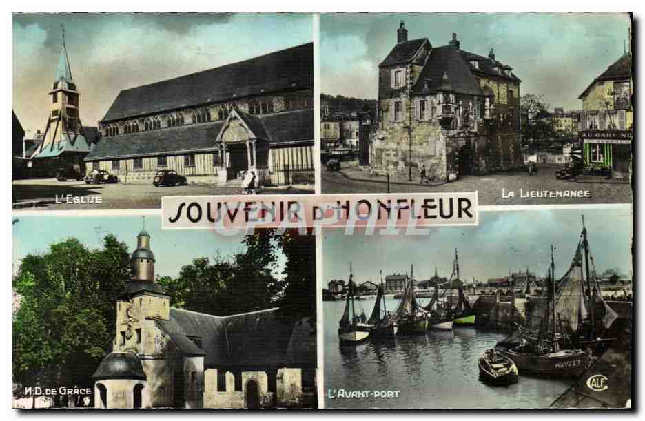 CPM Honfleur Eglise Lieutenance ND de gRAce Avant Port Bateaux 