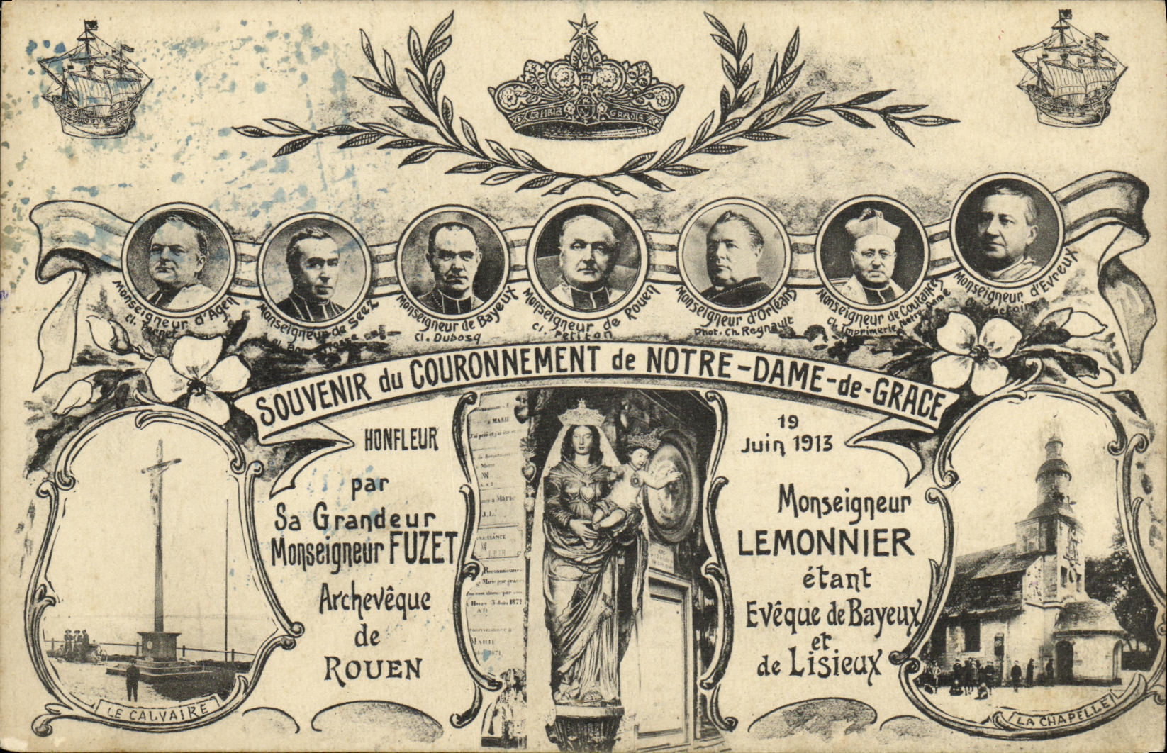 Couronnement de Notre-Dame-de-Grâce — Honfleur — Souvenir du couronnement du 19 juin 1913 — éditeur J. Le Calvaire