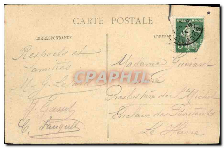 Honfleur — Scène portuaire avec pêcheur, femme et enfant — Coll. A. L'ble-Adam, successeurs - 14 — Rückseite