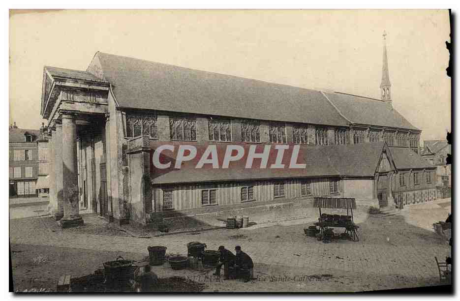 CPA Honfleur Eglise Sainte Catherine Publicite A l abeille Rue de Passy Paris