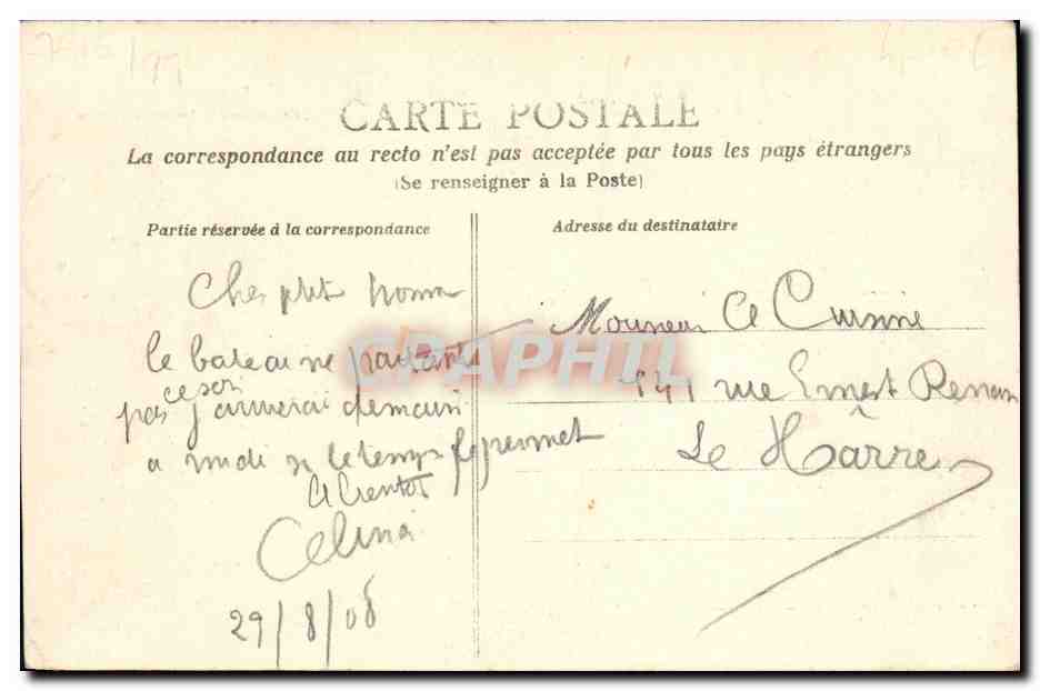 Honfleur — Façade de l'église Ste-Catherine — République Française — Verso