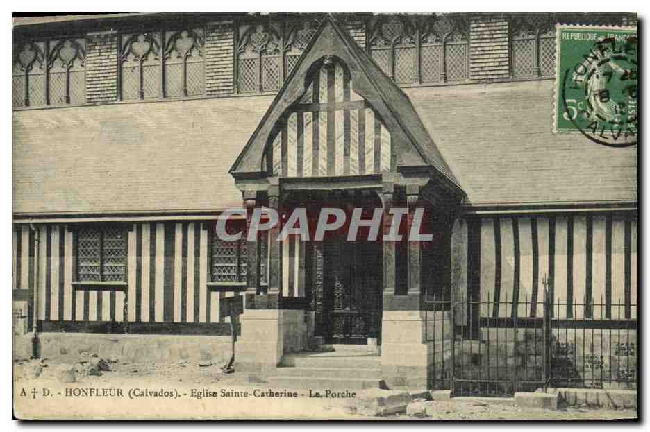 CPA Honfleur Eglise Sainte Catherine Le porche