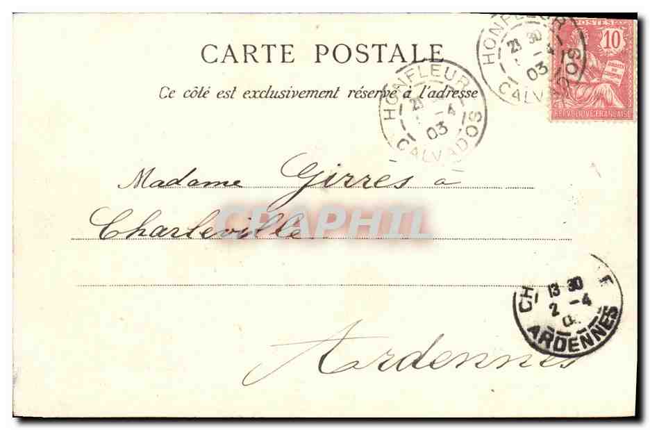 CPA Honfleur La Tour Carree de L Eglise Saint Catherine Marche — Rückseite