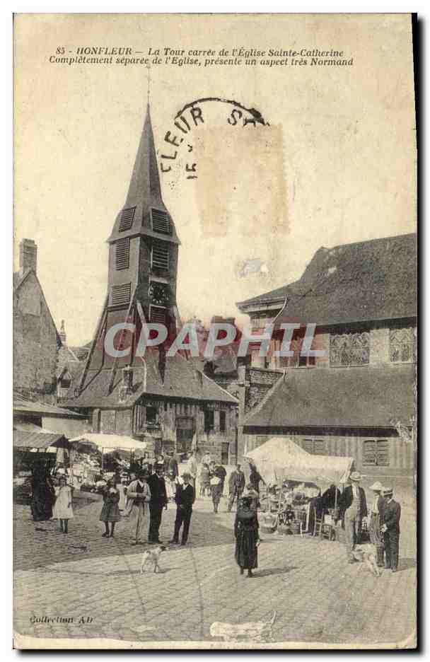 CPA Honfleur La Tour Carree de L Eglise Saint Catherine Marche