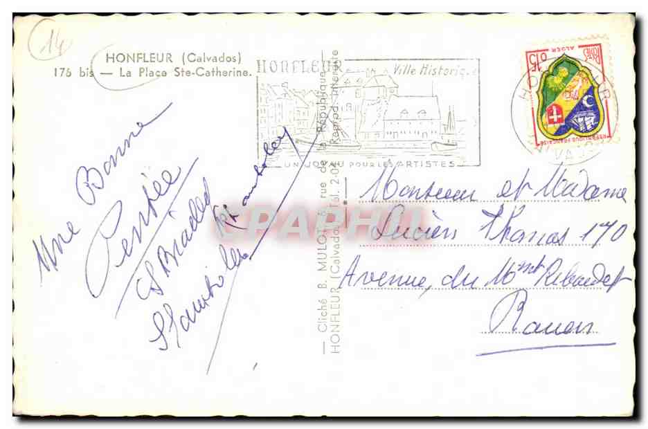 CPA Honfleur La Place Sainte Catherine Marche — Verso