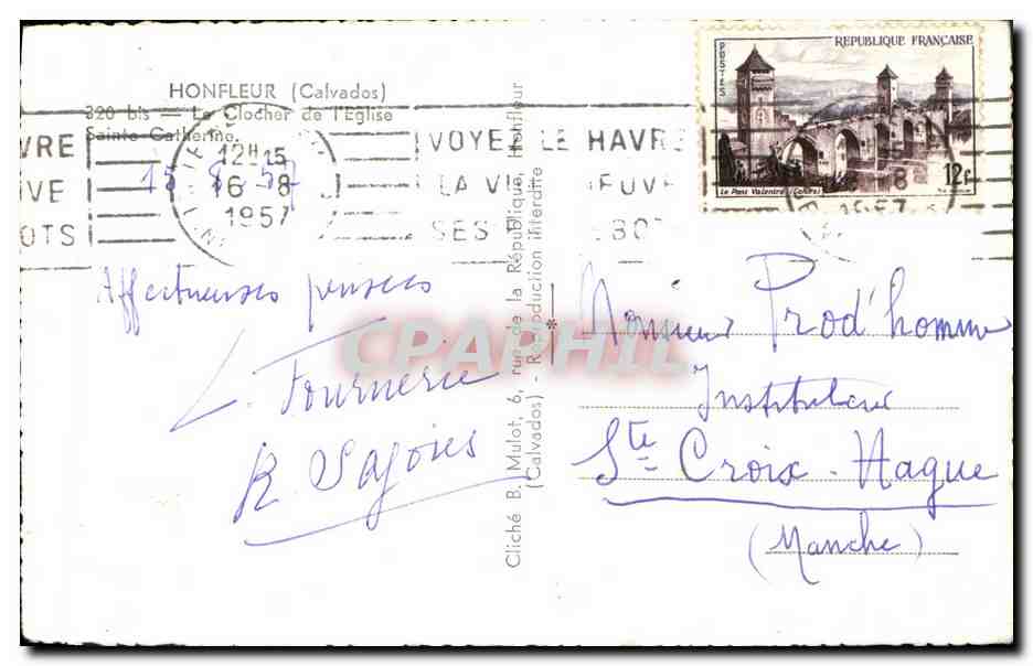 CPM Honfleur Le clocher de Eglise Sainte Catherine — Verso
