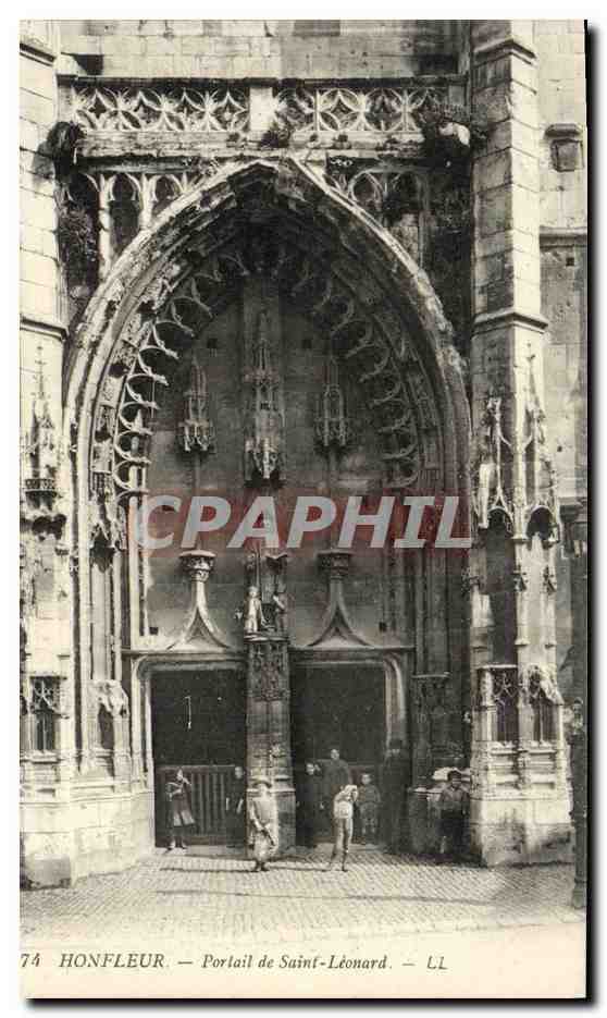 CPA Honfleur L Eglise St Leonard Portail Enfants