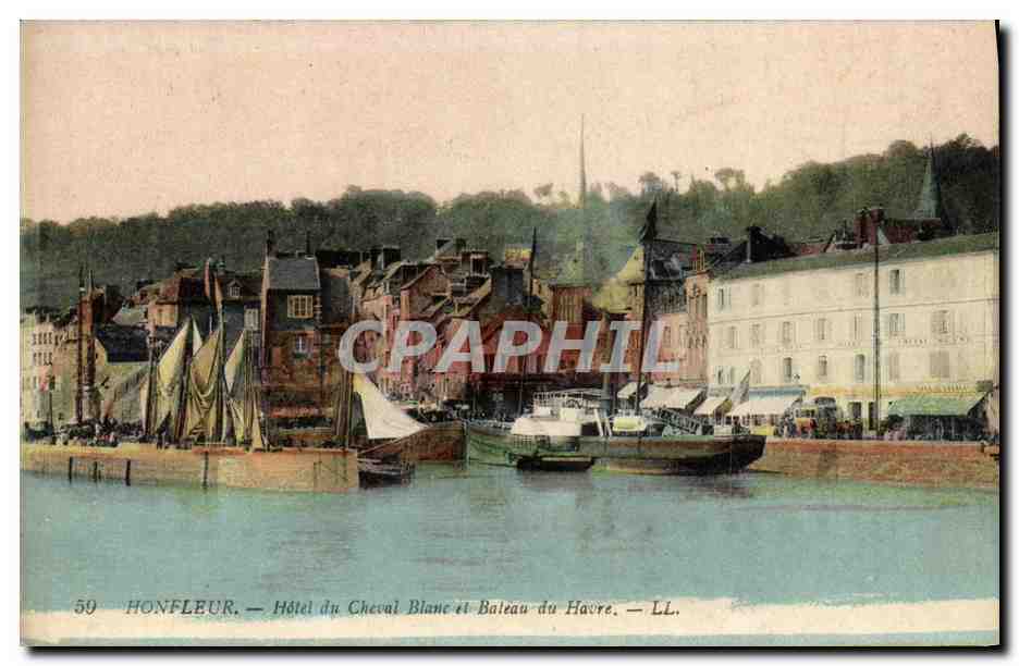 Honfleur — Hôtel du Cheval Blanc et Bateau du Havre — LL. — n°59