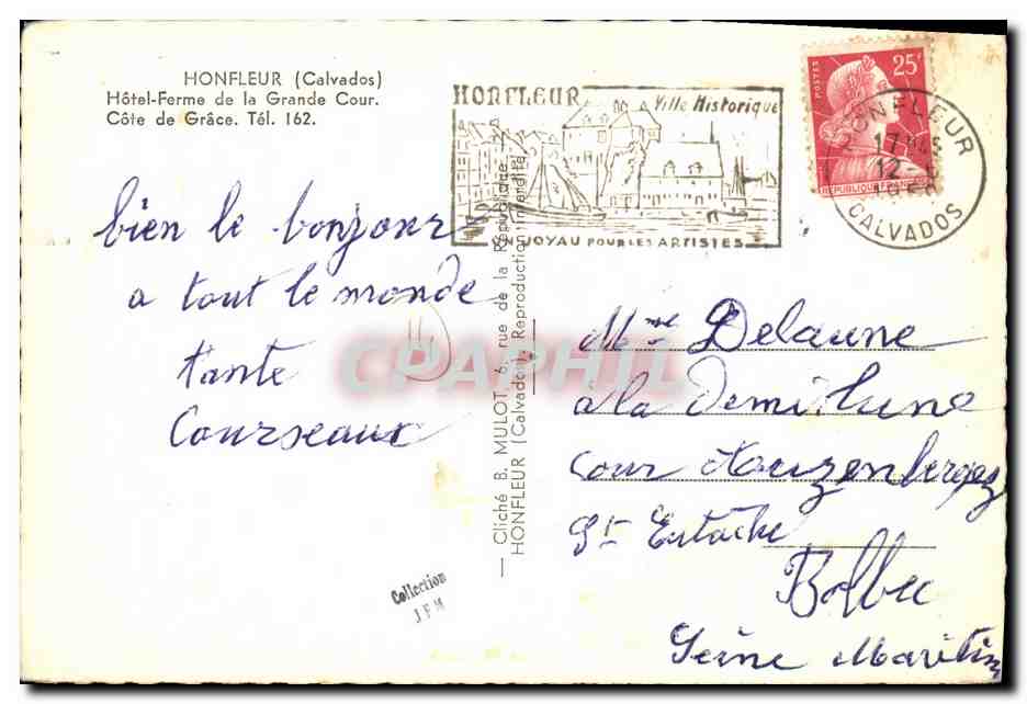 CPM Honfleur Hotel Ferme De La Grande Cour Cote De Grace — Verso