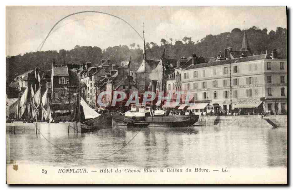 Honfleur — Hôtel du Cheval Blanc et Bateau du Havre — LL. — n°59