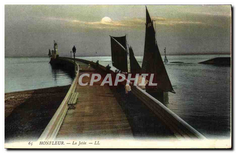CPA Honfleur La Jetee Bateau Voilier 